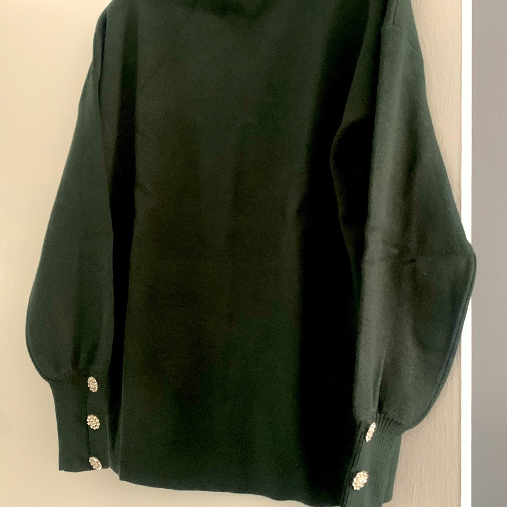 Pullover sweater,mock turtleneck,faux rhinestone embellishments on cuffs,NEW